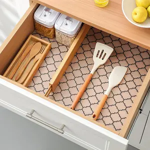 Transparent Drawer Liner Roll, Plastic Kitchen Cabinet Organizer Pad, Non-Slip Surface, Easy to Cut Size, Modern Kitchen Decor