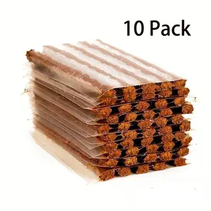 10 Pack 4" Brown Tire Repair Strings, Automotive Tool Tire Repair Plugs for Tubeless Off-Road Tires Car, Bike, ATV, UTV, Wheelbarrow, Mower