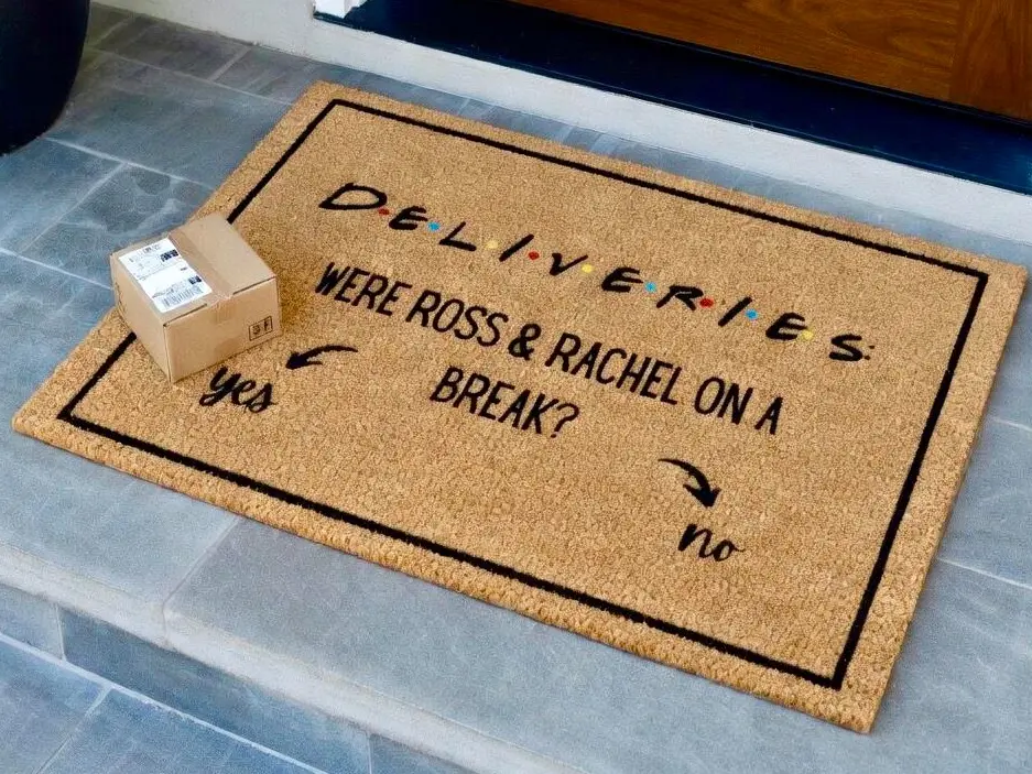 Were Ross and Rachel On A Break Funny Doormat, Funny Friends Welcome Mat, Housewarming Gift, Funny Doormat, Outdoor Rug, Discount