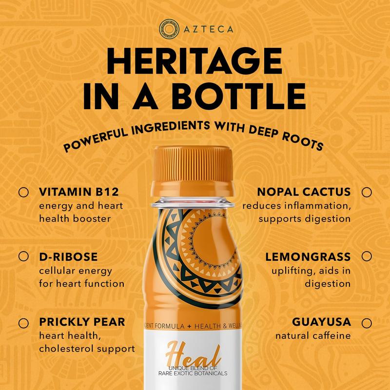 Azteca Health Organic Energy Shots - Wellness Shots, Natural Energy Shots, Health Shots, Vitamin Boost for Focus, Strength and Energy, Organic Energy Drink Made in the USA - Lemon Flavor 12pack 2Fl oz