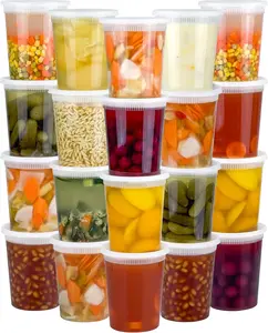 60 Sets (120-Piece) Deli Containers with Lids 8-32 oz, Leak-Proof & BPA Free Airtight Takeout Plastic Food Storage Containers for Soup, Freezer/Microwave/Dishwasher Safe