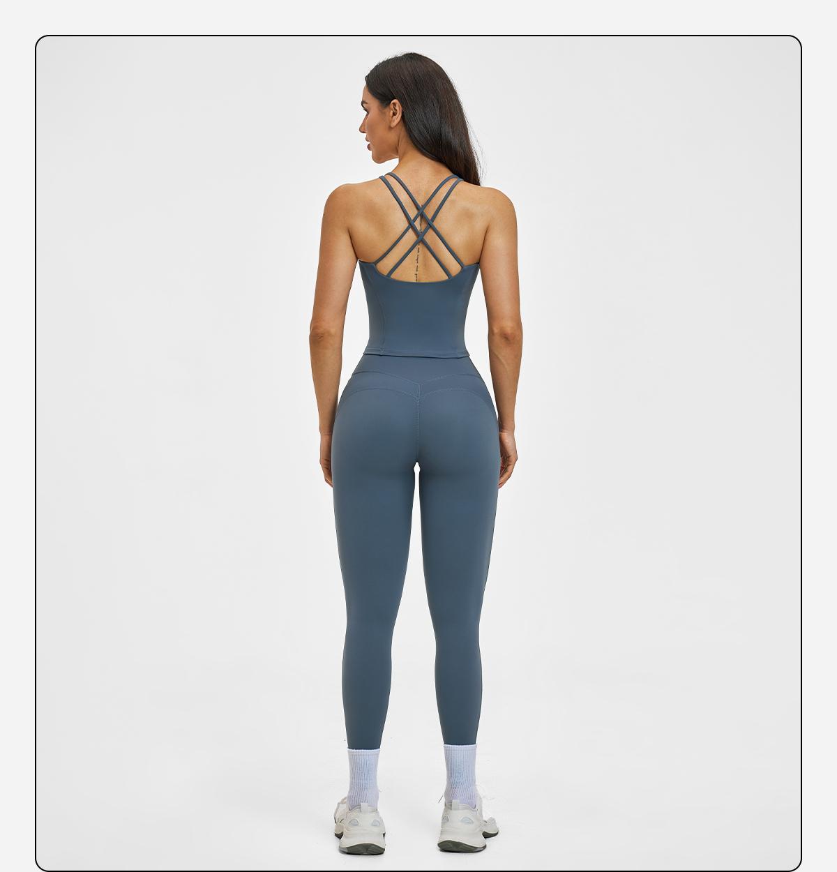 MFVIM Women’s Spring/Summer Fuzzy Sports Set – Crossback Design, Premium Feel Fitness Outfit for Outdoor Casual Running and Yoga