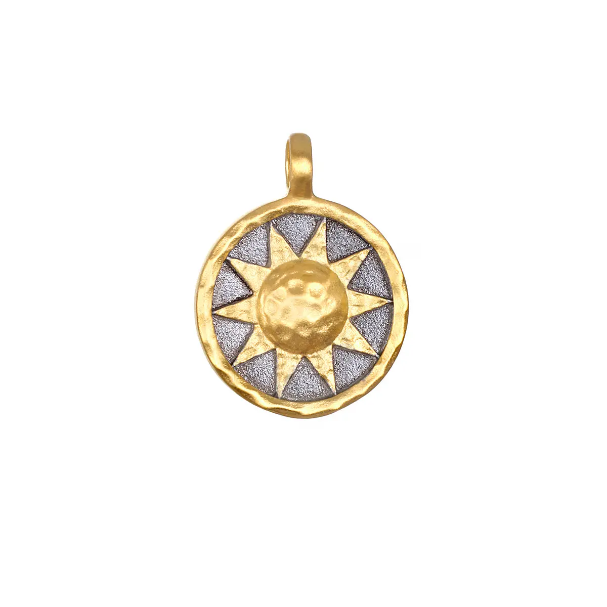 Satya Jewelry Golden Sun Gunmetal Charm for Charm Necklace 18Kt Gold Plated Brass- One year warranty