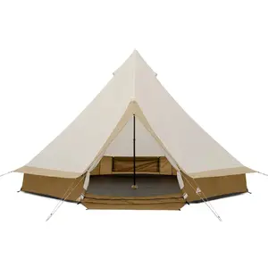 15' x 15' 8-Person Glamping Bell Tent with String Lights, 22.57 lbs