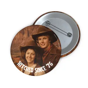 Hitched Since '76 Pin Button | Custom Photo Anniversary Button