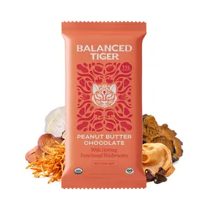 Organic Functional Mushroom Protein Bars | Full Dose (1500mg) Lions Mane, Chaga, Reishi & Cordyceps Bars | Vegan | Peanut Butter Chocolate Flavor