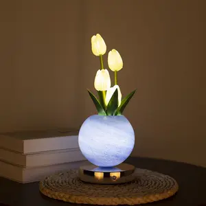 New Tulip Night Light Artificial Flower Lamp Flower Design Lamp Touch Dimmable USB Rechargeable Bedroom Bedside Desk Decor Atmosphere Light, Wedding, Mother's Day, Valentine's Day, Birthday Gift