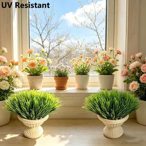 10Pcs Summer Floral & Realistic Fern Plants Set, UV Resistant Faux Greenery, Perfect for Outdoor Porch, Garden Parties, Indoor Hanging Pots & Window Sill Decoration,artificial flowers,fake flowers,fade resistant,no maintenance,long-lasting,realistic