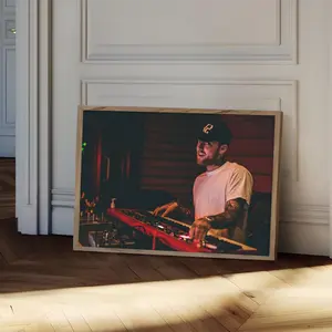 Mac Miller Studio Keyboard Session Poster – Intimate Hip Hop Music Production Portrait Wall Art Print for Bedroom Home Studio Decor