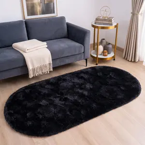 BLIOWL Comfy Oval Bedside Rug Soft Plush Texture Non-Slip Easy Clean Modern Classic Style for Bedroom Living Room Guest Room Small Apartment