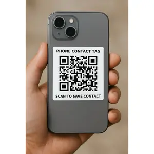 Custom Phone Contact Tag Sticker 2x2" – Personalized QR Code for Rideshare Taxi Chauffeur Drivers iPhone & Android Compatible Compact Design for Local Service Providers