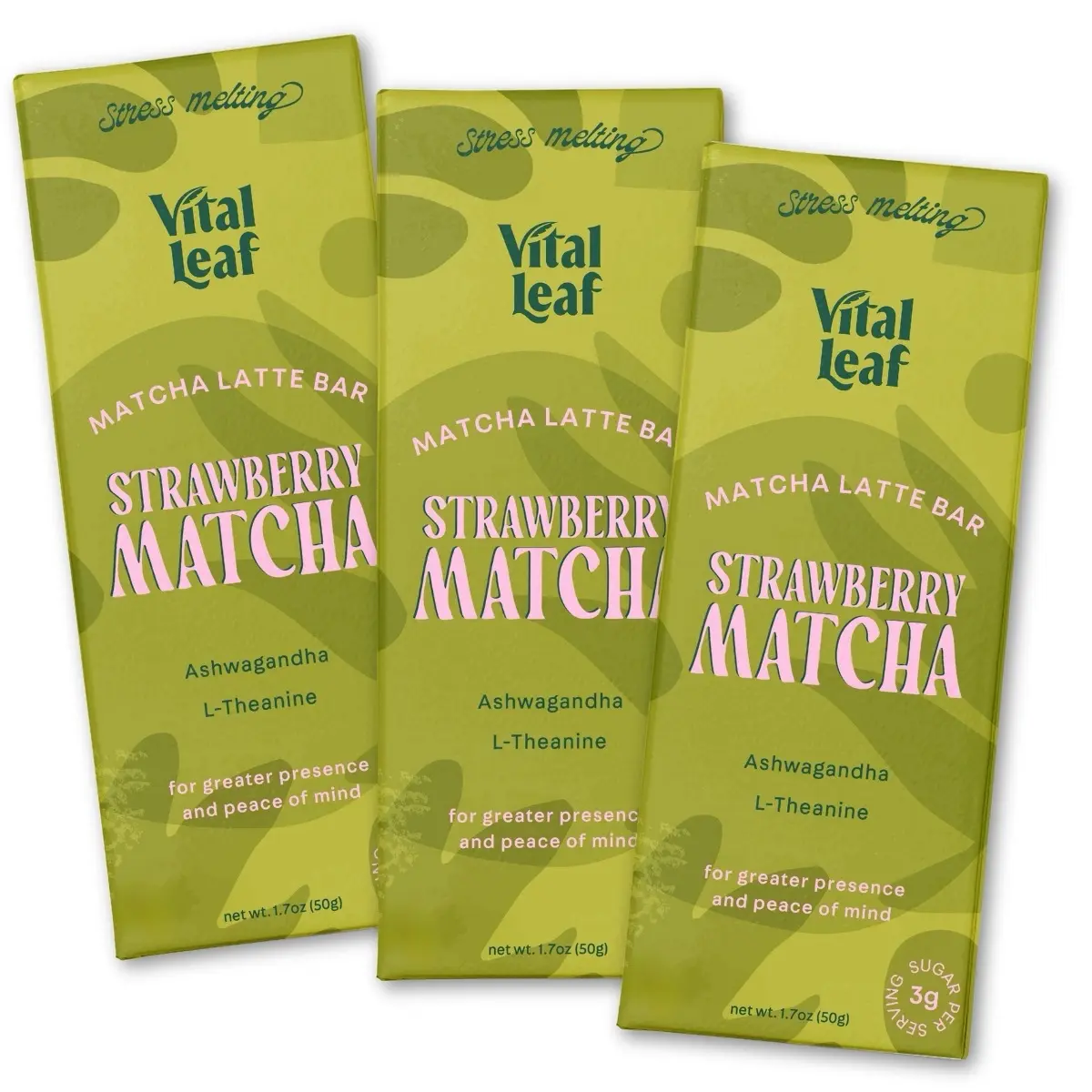 Matcha Green Tea Latte Chocolate Bar: Stress Relief + Boost Calm Focus  |  Ashwagandha + L-Theanine, Adaptogens, Low-Sugar, Organic, Vegan, Uplift, Calm Anxiety, Feel Better Naturally, Healthy Candy Bar, Cortisol, Brainwaves, Creativity, Adrenal, (3-Pack)