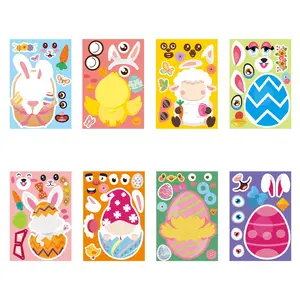 8pcs Easter Stickers, Cartoon Rabbit Easter Egg Face Changing Stickers, DIY Creative Stickers for Kids, Perfect for Easter Decorations, Stickers for Scrapbooking