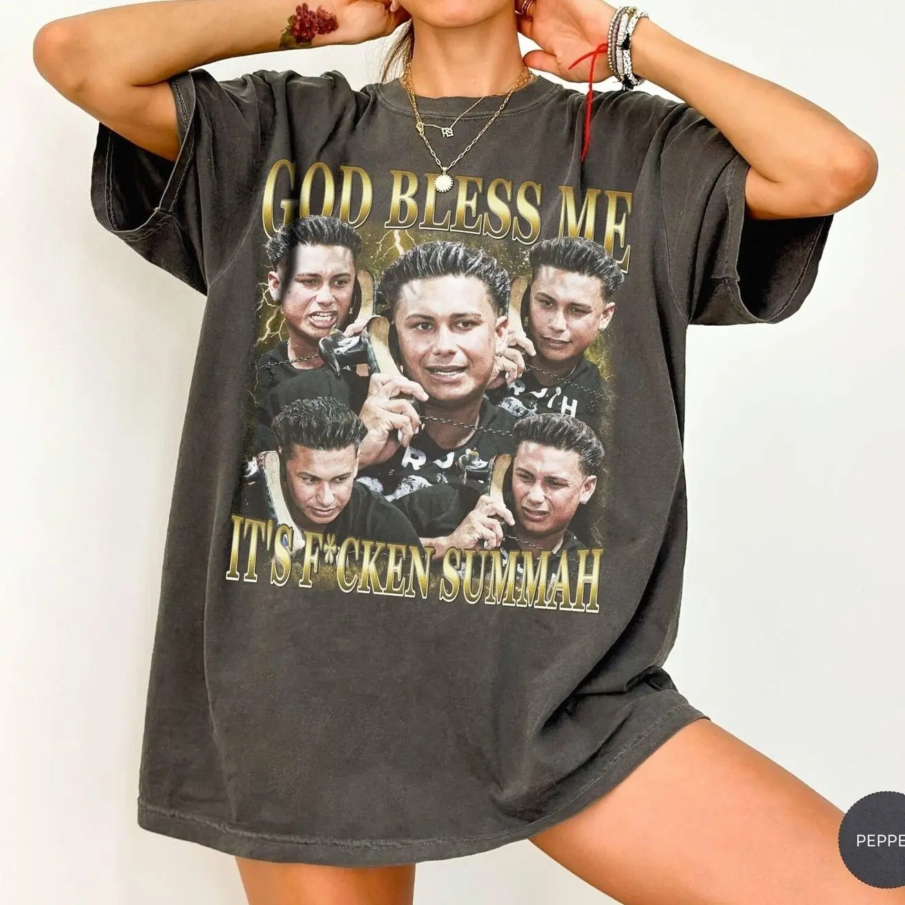 Retro 90's God Bless Me It's F*Cken Summah T-Shirt, Summer Party Fan Bootleg Tee T-Shirt, DJ Pauly D Fan Gift