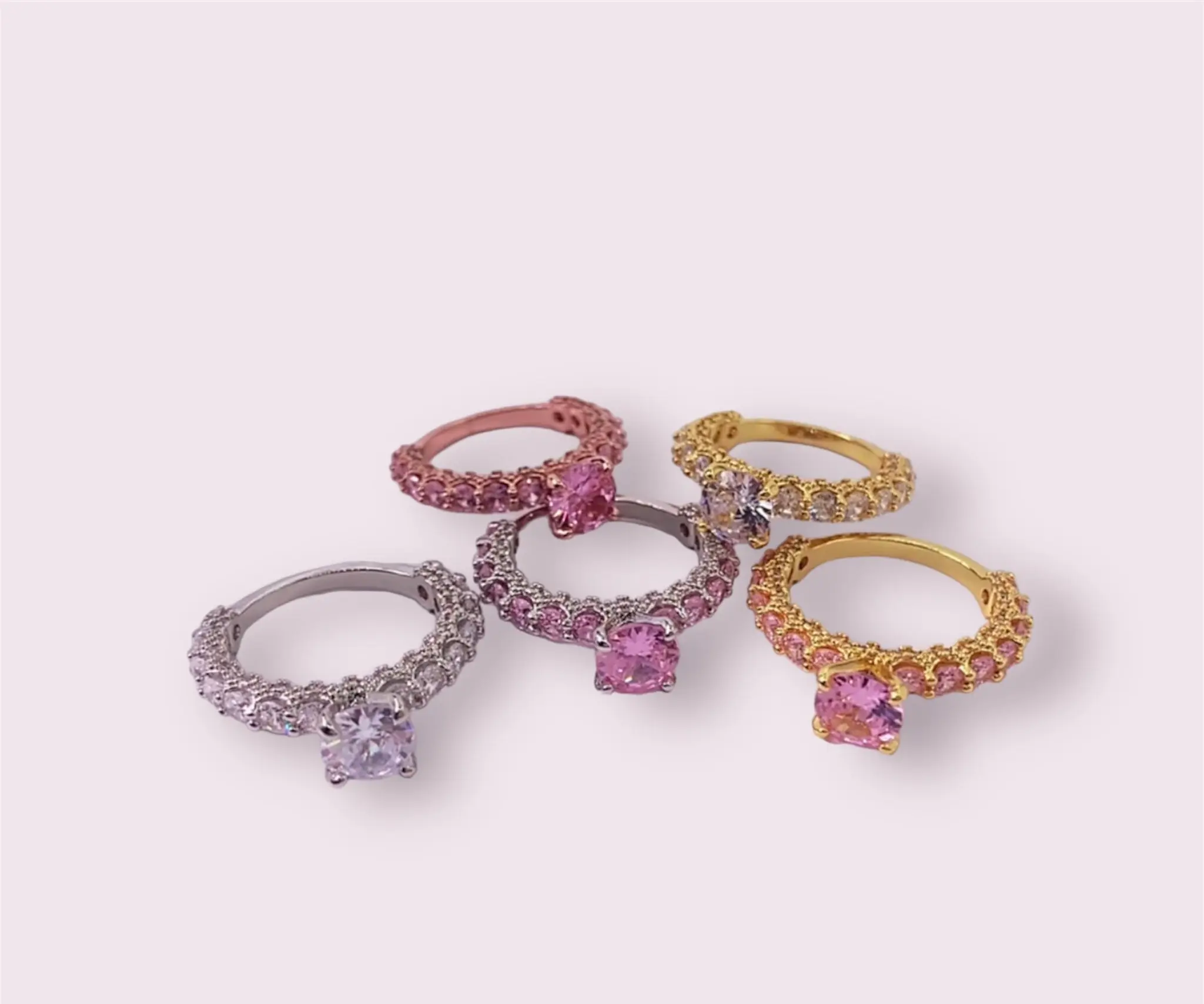 Princess Diana Diamond Ring with AAA Quality Cubic Zirconia Stones and 18K Gold & Double White Gold Plated