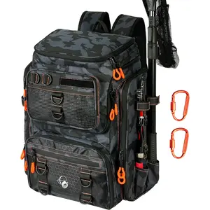 Fishing Backpack with Rod Holders,900D Oxford Water-Resistant Fishing Gear,42L Large Storage Tackle Bag for Men