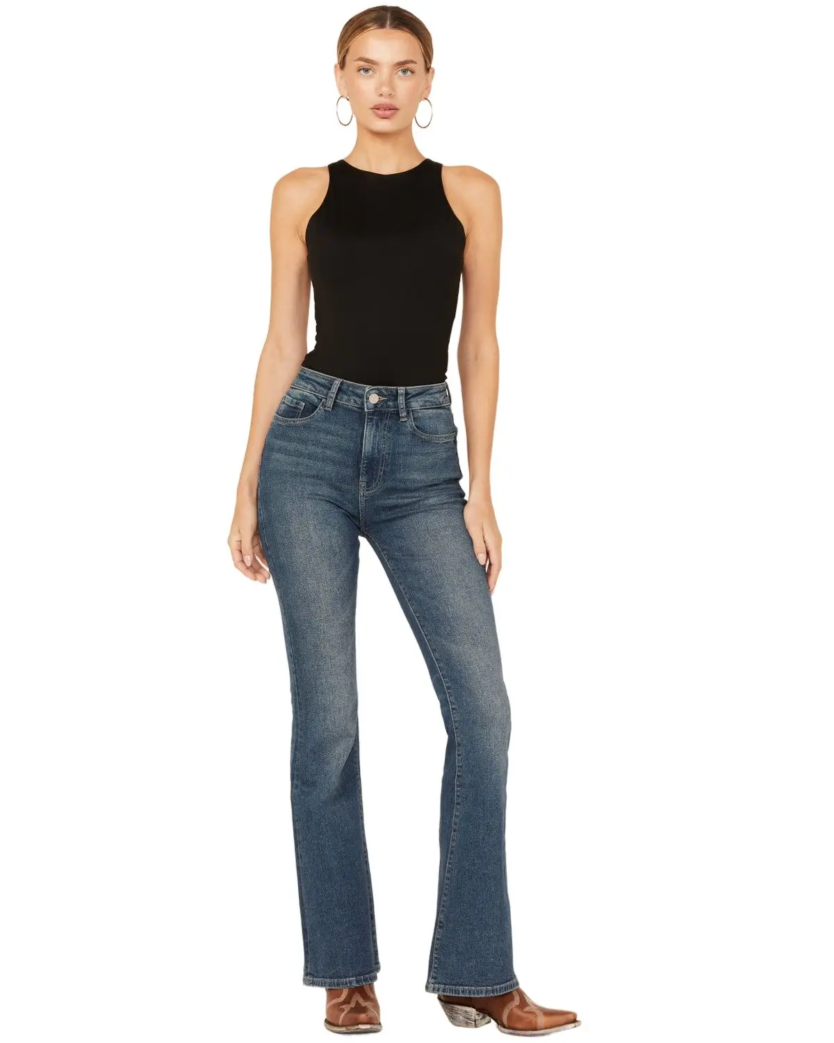 Warp + Weft Women's Women'S Mia Dark Wash High Rise Flare Stretch Denim - 467033