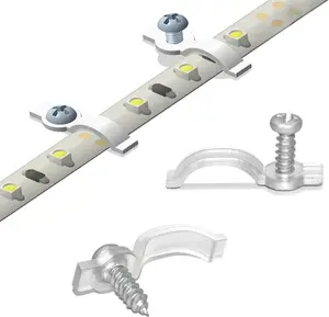 100 Pack Strip Light Mounting Brackets,Fixing Clips,One-Side Fixing,100 Screws Included (Ideal for 10mm Wide Waterproof Strip Lights)