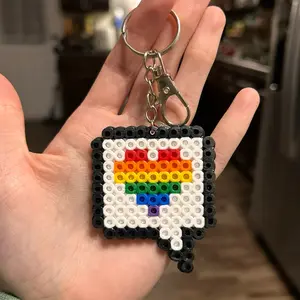 Cute love message heart key chain or magnet from perler beads
