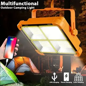 Solar Rechargeable Searchlight, Outdoor Portable LED Floodlight With Magnetic Suction, High Lumen Flashlight, Solar Hand Light, Portable Emergency Light, Suitable For Camping, Night Market, Tourism