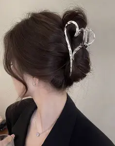 Heart Shape Hair Claw Clip for Women, Elegant Metal Hair Clip