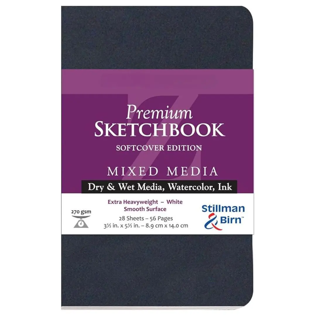 Softcover Sketchbook, 3.5" x 5.5", 270 gsm (Extra Heavyweight), White Paper, Smooth Surface