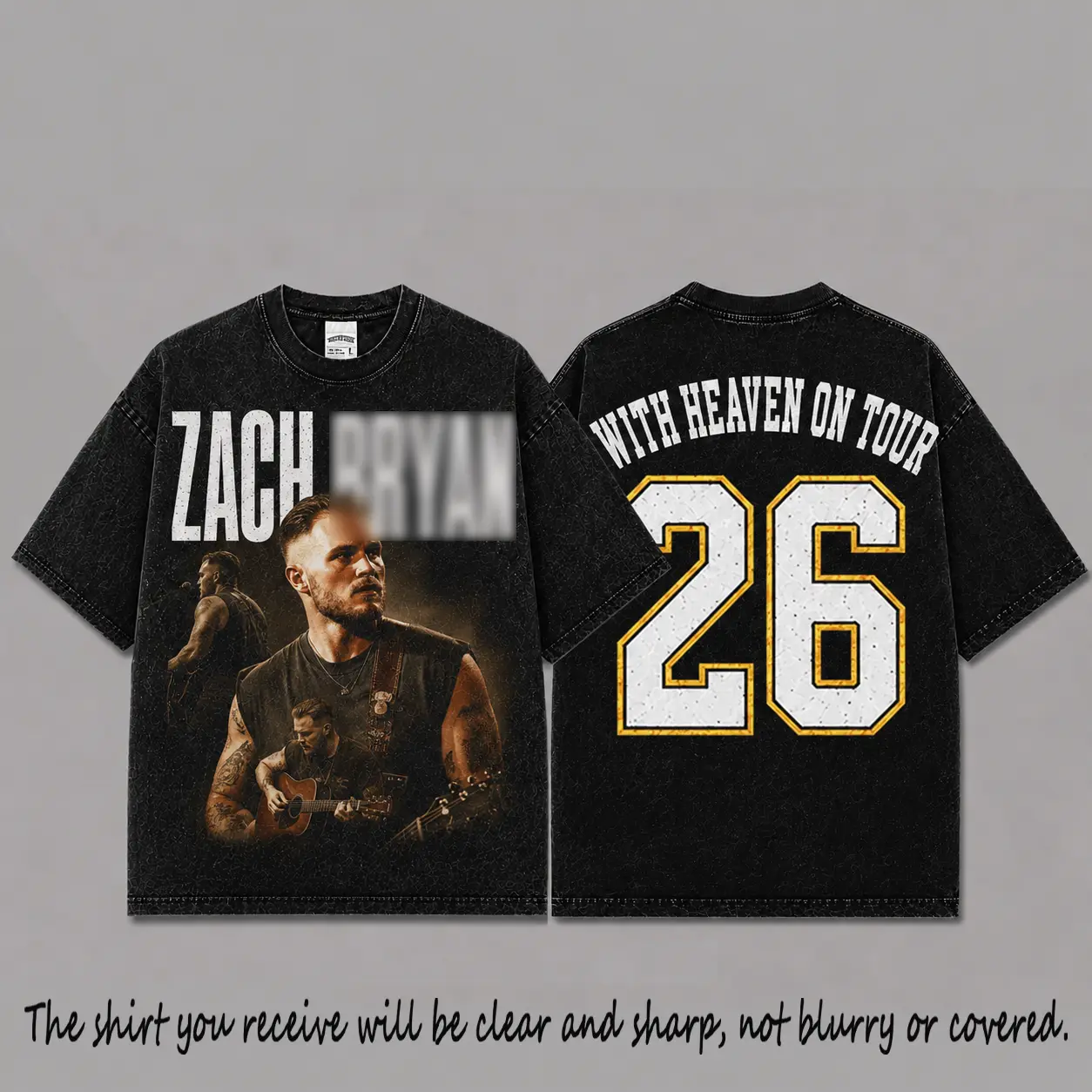 Zach With Heaven On Tour 2026 Unisex Oversized Premium Cotton Washed T-Shirt, The Highway Boys Washed T-Shirt , Vintage Music Merch Washed T-Shirt, Pop Country Style, New Album Gift For Fans