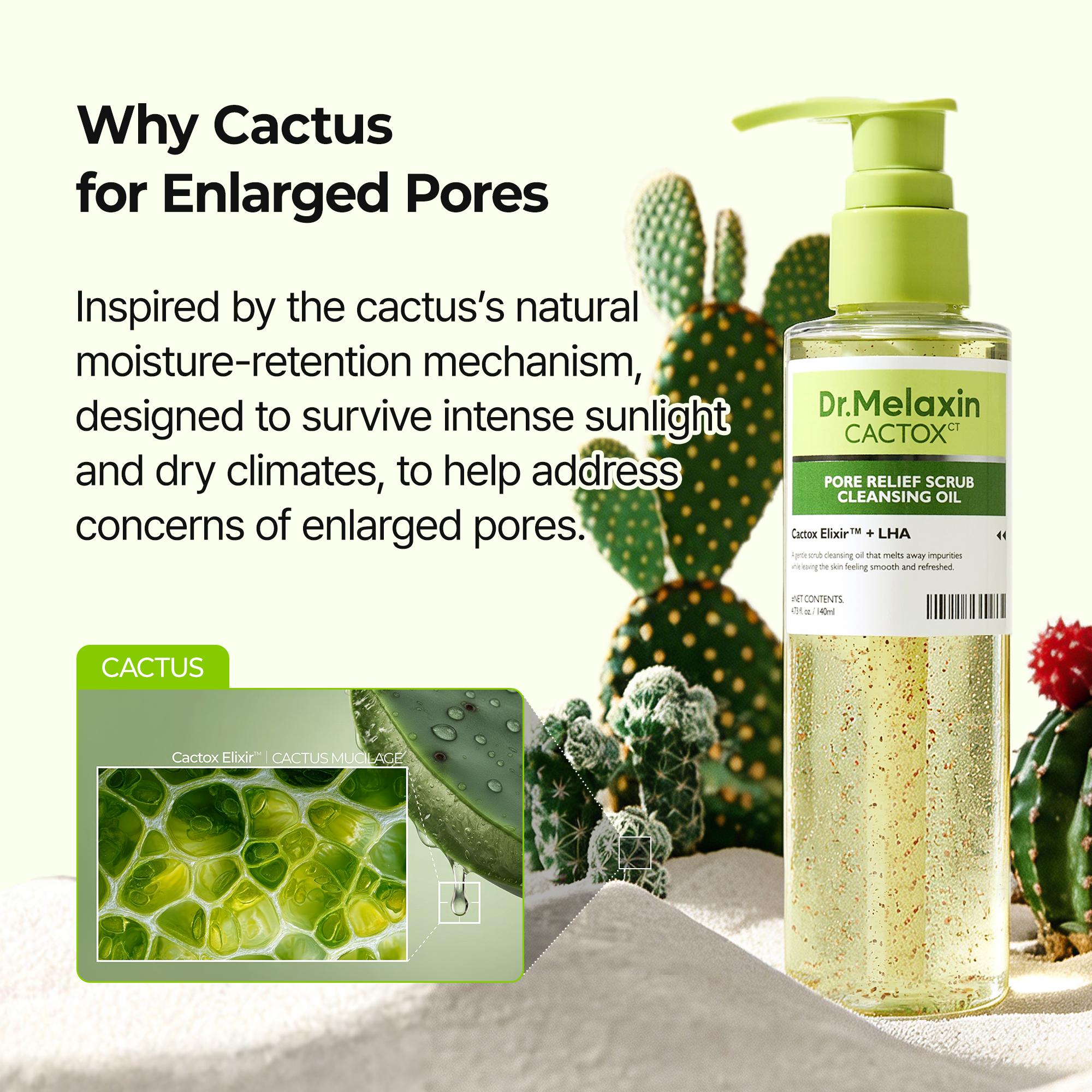 [Dr.Melaxin Official] CACTOX Pore Relief Scrub Cleansing Oil, Blackhead Removal & Deep Pore Cleansing, Non-Stripping Cactus Gel-Oil