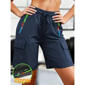 TikTok Viral Women's Summer Knee Length Shorts, Breathable Loose Fit Outdoor Casual Shorts with Zipper Pocket, Lightweight Everyday Streetwear