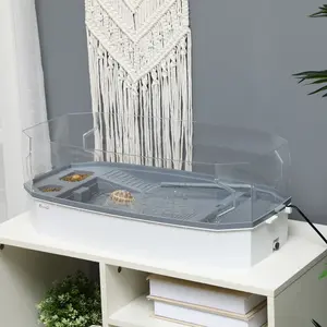 Turtle Tank Kit, Turtle Aquarium with Basking Platform, Water Pump, Filter Layer Design, Full View Visually Reptile Habitat, Easy to Clean and Change Water, Multi Functional Area