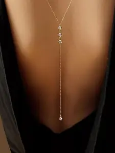 Women's Elegant Back Necklace, Exquisite Trendy Back Chain, Chic Body Jewelry Clavicle Chain Jewelry for Party & Daily Clothing Decor, Birthday Gift