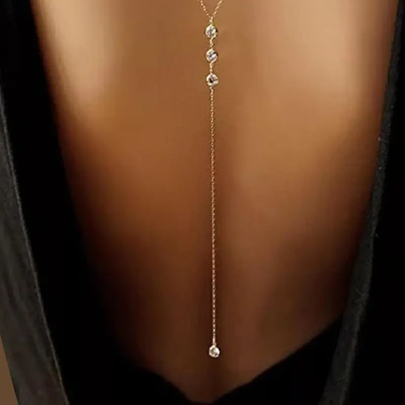 Women's Elegant Back Necklace, Exquisite Trendy Back Chain, Chic Body Jewelry Clavicle Chain Jewelry for Party & Daily Clothing Decor, Birthday Gift, Body Jewellery