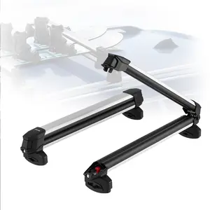 VEVOR Ski & Snowboard Roof Rack, Carry up to 6 Pairs of Skis or 4 Snowboards, 2 PCS Aluminum Universal Car Roof Rack Top Holder with Lock and Rubber Padding for Fishing Pole Rod, Fit Most Crossbars