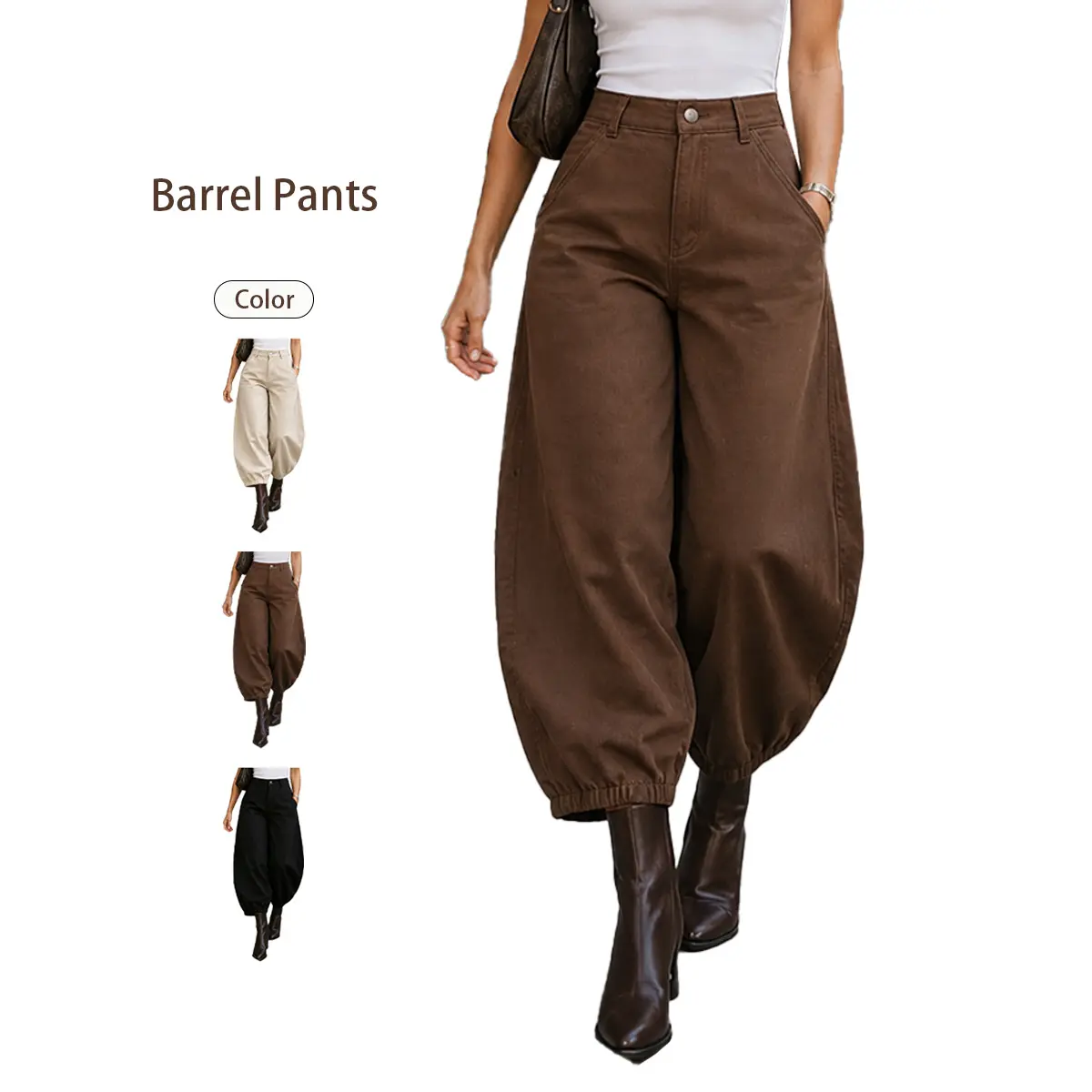 Women's Casual Barrel Pants Heavy High Density Twill Cotton American Retro Daily Commute Travel Street Shooting