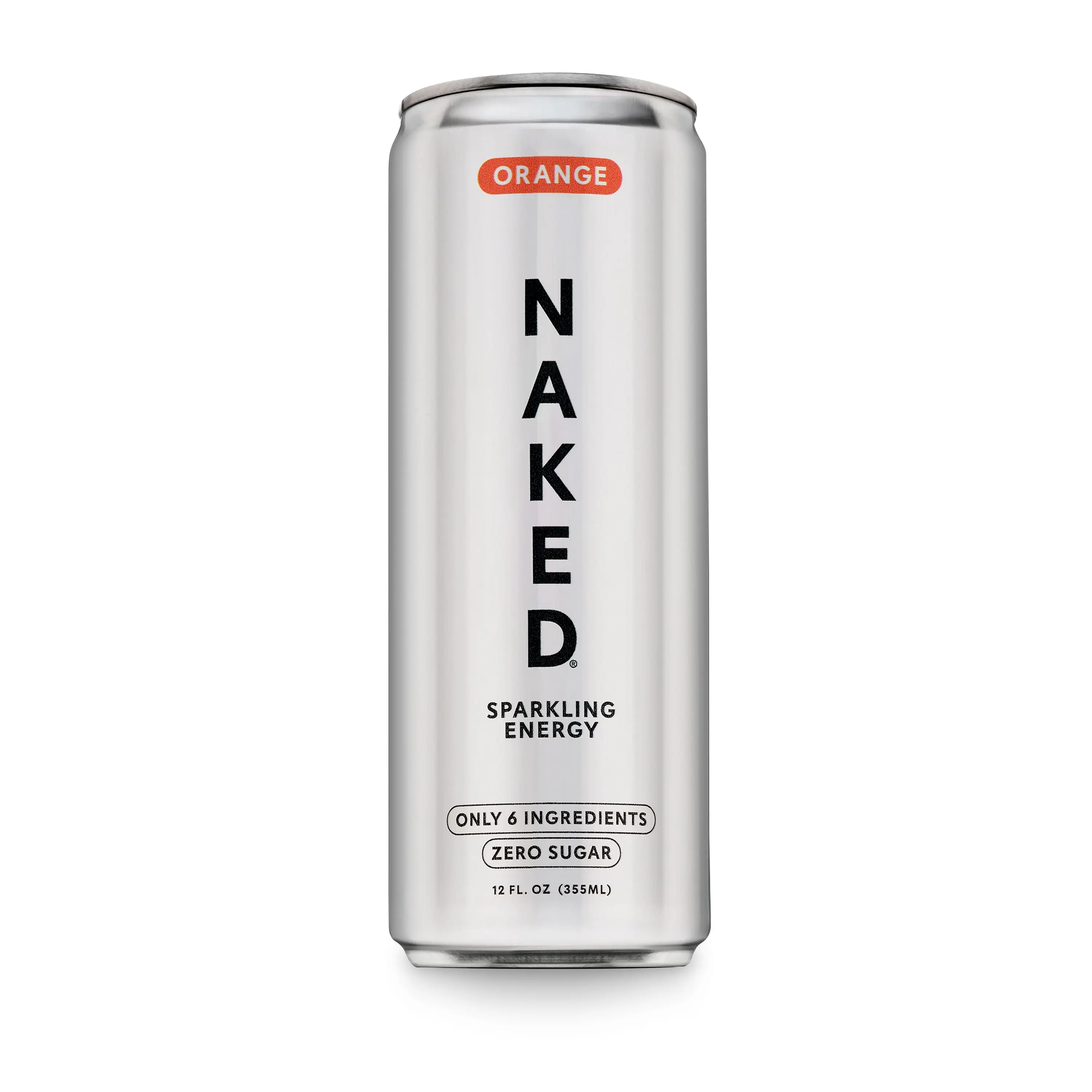 Naked Sparkling Energy Orange - 12 Cans, 200mg Organic Caffeine, 0g Sugar - Vegan, Gluten-Free - No Artificial Sweetener - Only 6 Ingredients