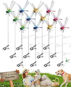 Poslani Dragonfly garden decorations, 3D Simulation Dragon Fly Clips for Bugs,1:1 Realistic Waterproof Fake Dragonflies for Garden Stakes,Yard Ornaments,Hat Clip - Upgraded Double Reinforced Wings(12Pcs)