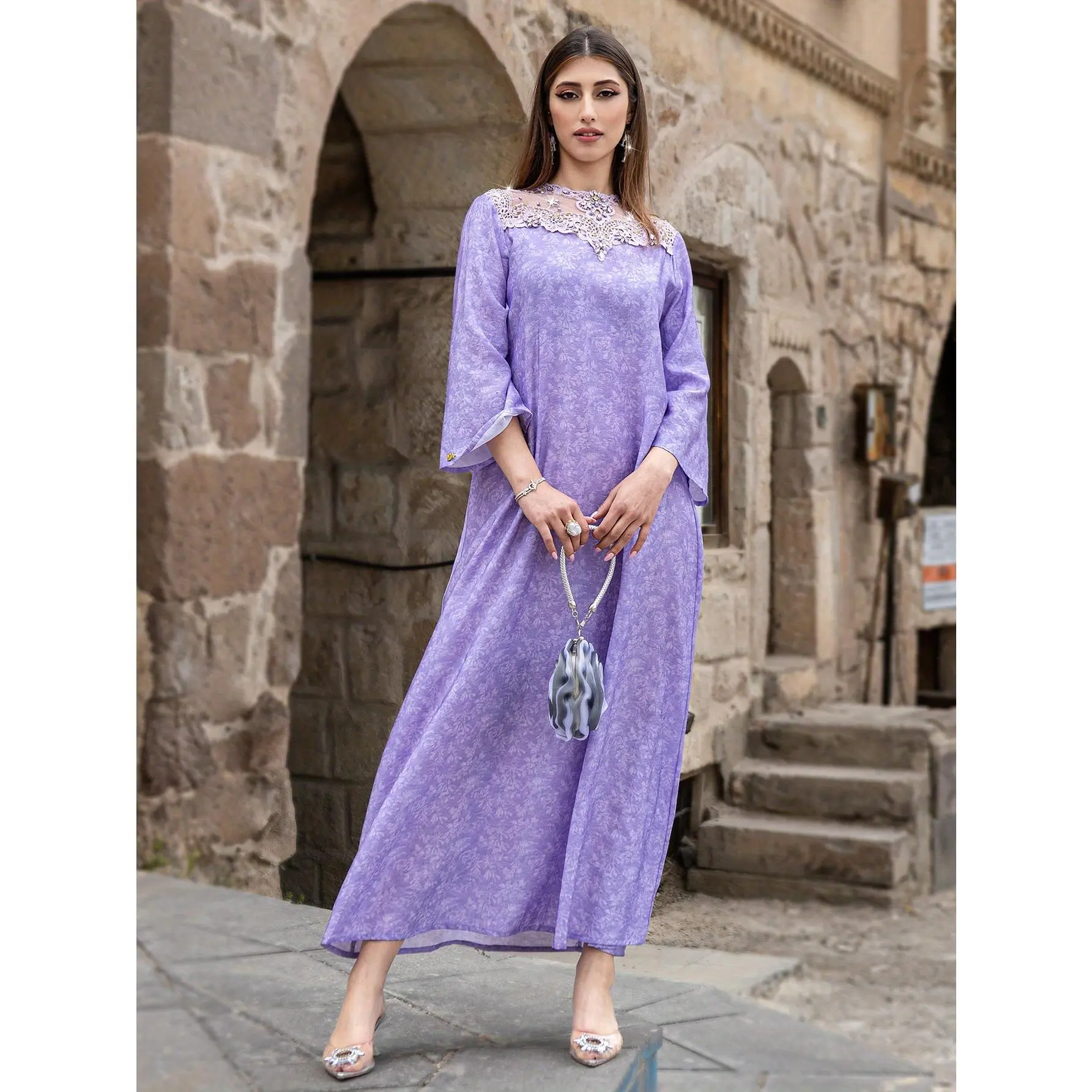 white christmas dresses Lilac Embroidered Short Dress main image 0