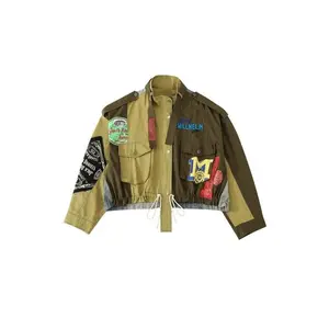 EmbroideryPatchworkLongSleeveDrawstringCoats Jackets Menswear