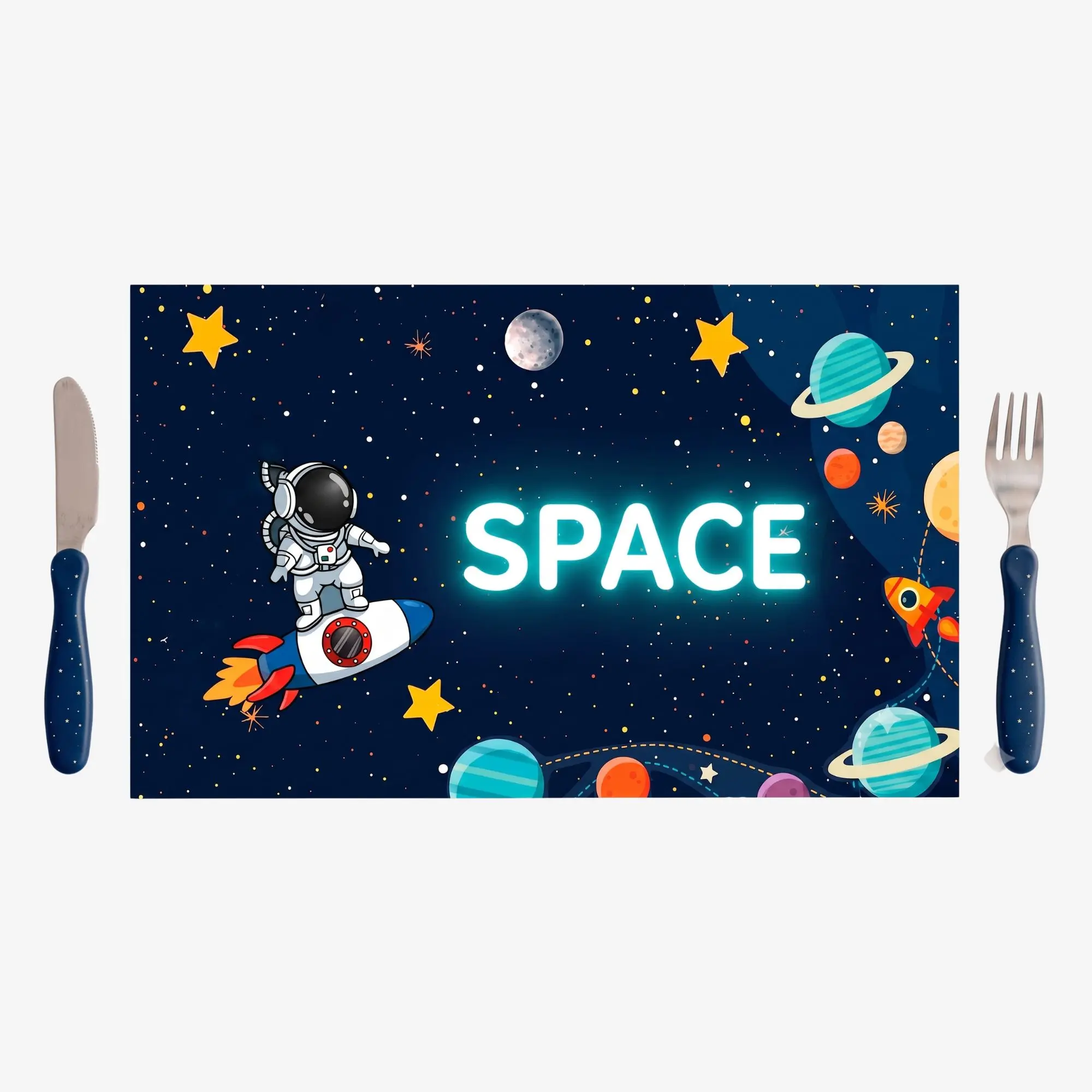 Space Adventure Printed Coroplast Foam Placemats - Table Top Home & Festive Party Supplies for Birthday Party Events Themed Decor
