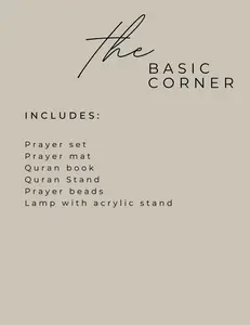 Eunoia Prayer Corner Basic 7 pcs Set with Prayer Mat Quran Book Stand Beads & Lamp