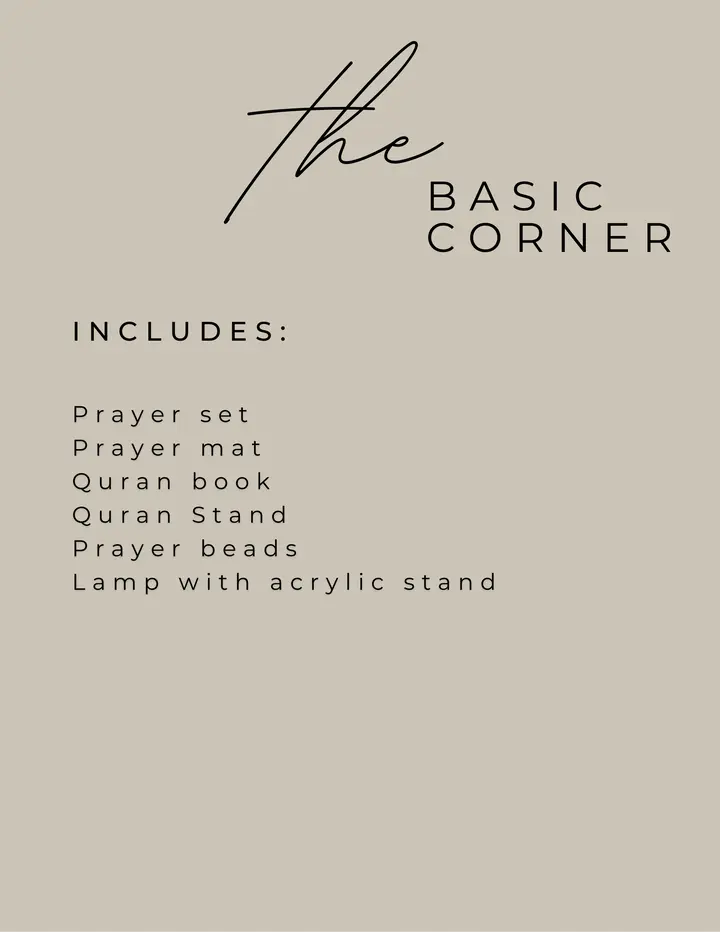 Eunoia Prayer Corner Basic 7 pcs Set with Prayer Mat Quran Book Stand Beads & Lamp