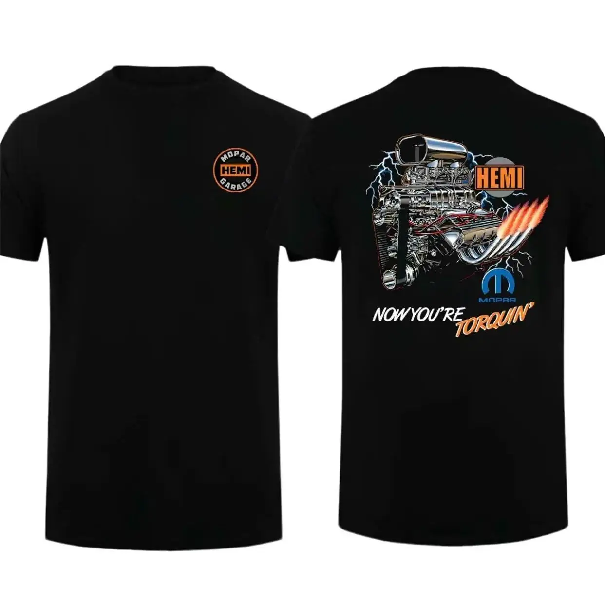 Mopar Hemi Now You're Torquin' 2 Sided T-shirt, Car Lover Shirt, Racing Shirt, Speed, Style & Performance, Summer T-shirt Menswear Car Parts Graphic Design