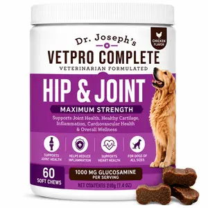 VetPro Complete Dr. Joseph's Hip and Joint Dog Chews, Pain and Inflammation Relief with Glucosamine, Chondroitin, MSM, Turmeric, Vitamin C, Omega 3, Treats Hip Dysplasia