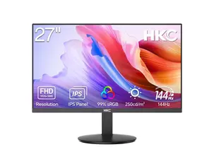 HKC V2718S 27" 1920 x 1080 144Hz FHD IPS Gaming Compuer Monitor, 1080P Display with 99% sRGB, HDMI & VGA Ports, 5ms GTG, Wide 178° View, Hardware Low Blue Light, Adjustable Tilt, VESA Mount - Black