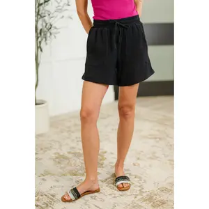 Sunshine Soiree Double Gauze Shorts in Black