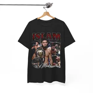 Ilam Makhachev High Quality T Shirt Fan Dagestan Fighter Pound for Pound Champion Vintage Design, Cotton Knit Top Womenswear