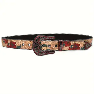 Women Rhinestone Belt For Jeans Pants Western Cowgirl Bling Studded Design，Ladies Fashion Belt Gift For Women c in chunky belt Embellished