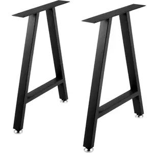 fathersdaygift VEVOR Metal Table Legs 28x 17.7 inch A-Shaped Desk Legs Set of 2 Heavy Duty Bench Legs with Polyurethane Coating, Furniture Legs with Floor Protectors, Wrought Iron Coffee Table Legs for Home DIY Bla