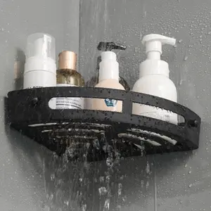 Bathroom No-Drill Triangle Shelf Gold Minimalist Design, Strong Adhesive One-Piece Construction, Drainage Holes, Corner Storage Rack, Shower Organizer, Shower Caddy Shelf