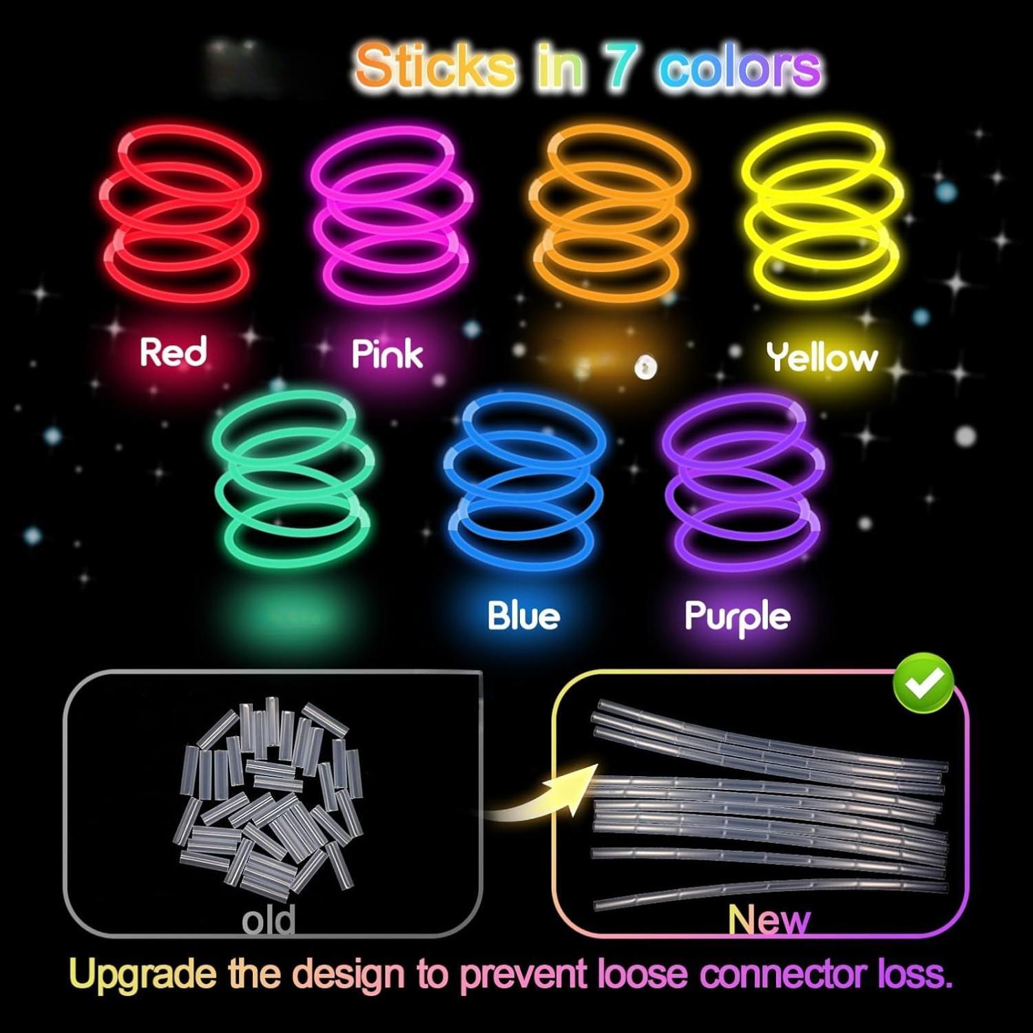 Glow Sticks Bulk Party Pack- Ultra Bright 50pk Glow in the Dark Party Favors, Glow Decorations, Neon Party Glow Necklaces and Glow Bracelets with Connectors
